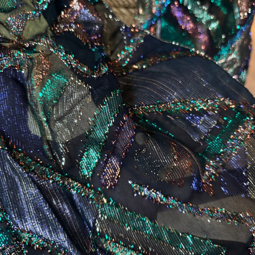 Sheer Sparkle Scarf,‎ Abstract Print, Elegant Evening Accessory - Picture 2 of 6